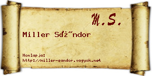 Miller Sándor névjegykártya